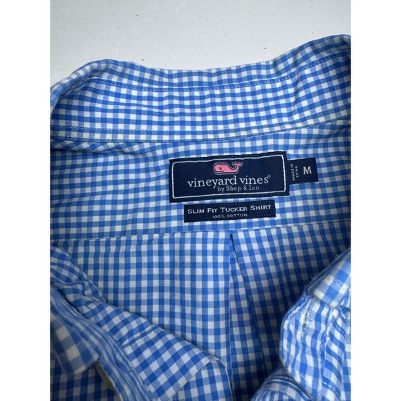 Vineyard Vines Mens Slim Fit Tucker Shirt Blue Gingham Button Down Size M - Picture 4 of 10